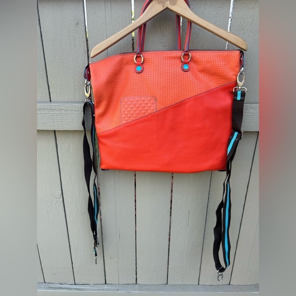 Gabs G3 Plus Size Large Convertible Shopping Tote Bad Orange Leather Like New - Picture 7 of 16